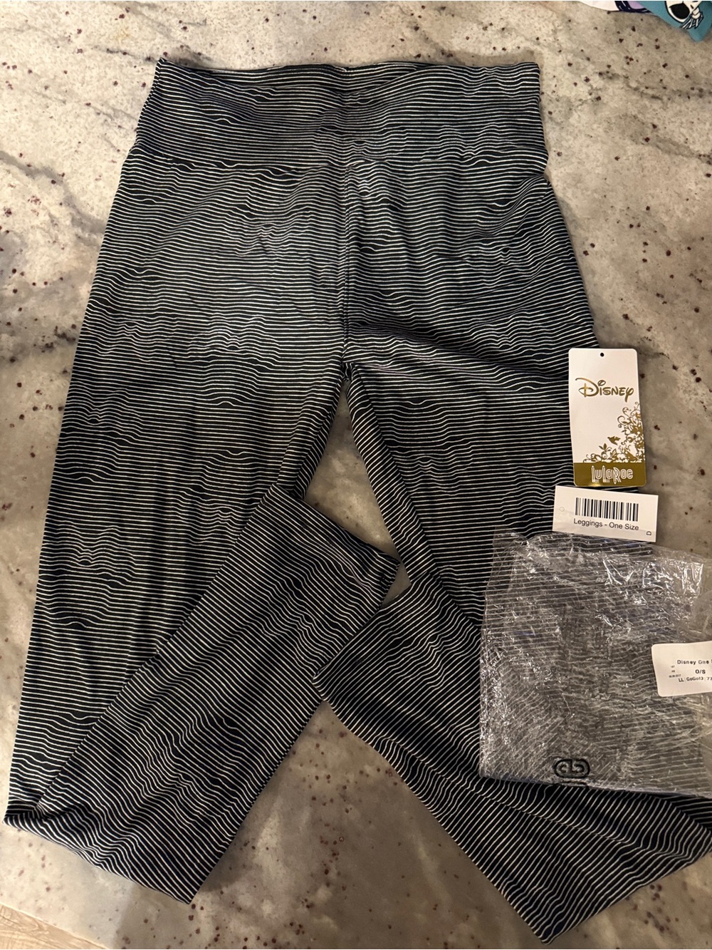 Lularoe Disney Jack Skellington Black & White Striped Leggings OS NEW